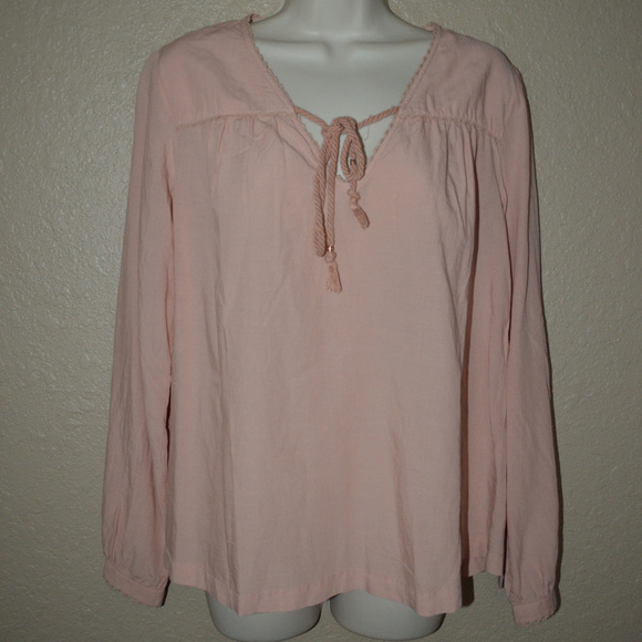 NWT $198 Sz M Birds of Paradis by Trovata Blush Peasant Long Sleeve Blouse - Picture 1 of 5
